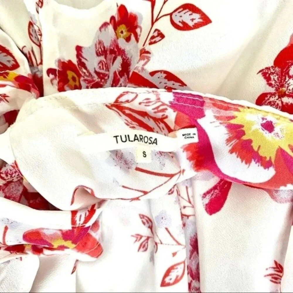 TULAROSA Red Floral Maxi Dress Ruffle Straps Size S - Picture 9 of 14
